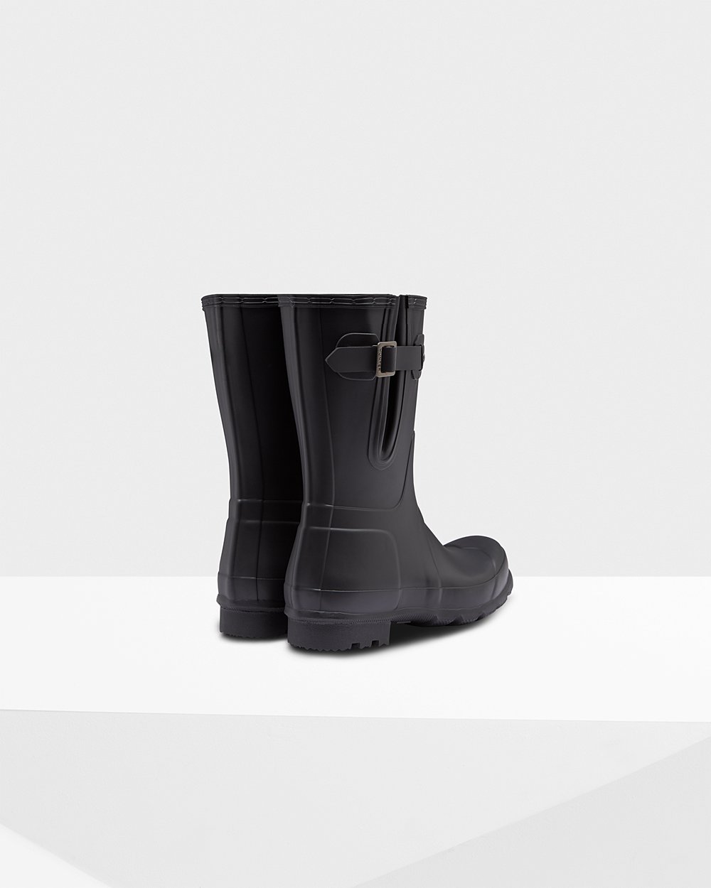 Mens Short Rain Boots - Hunter Original Side Adjustable (48HREAIVZ) - Black